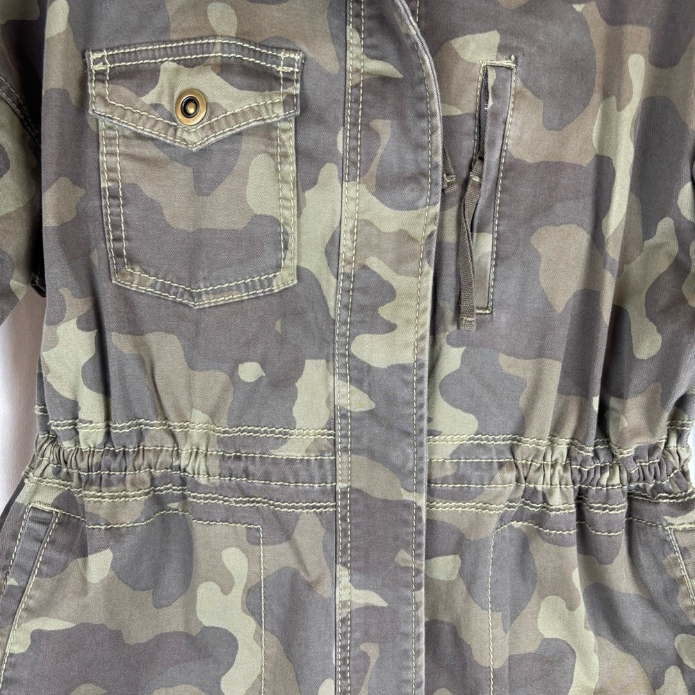 Marrakech Green‎ and Brown Camo Utility Jacket with Cinched Waist/Hip 4 Pocket - Picture 6 of 16